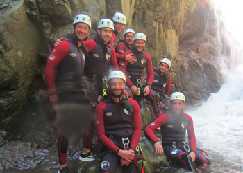 Canyoneering action in Sant Feliu