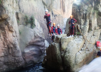 Canyoneering action in Sant Feliu