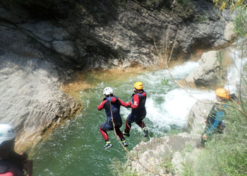 Canyoneering action in Sant Feliu