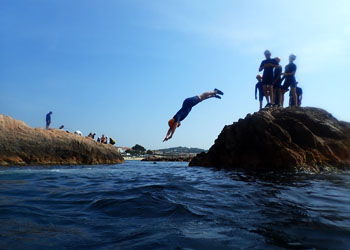 Canyoneering action in Sant Feliu