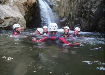 Canyoneering action in Sant Feliu