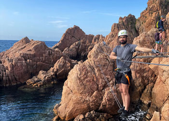 Kid enjoying hiking in Sant Feliu