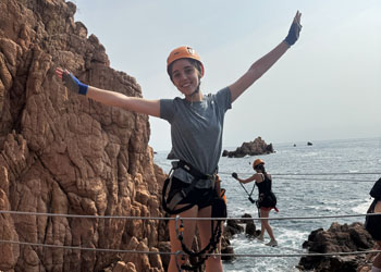 Kid enjoying hiking in Sant Feliu