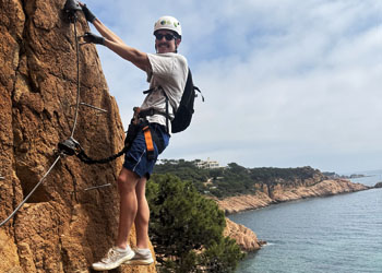 Kid enjoying hiking in Sant Feliu
